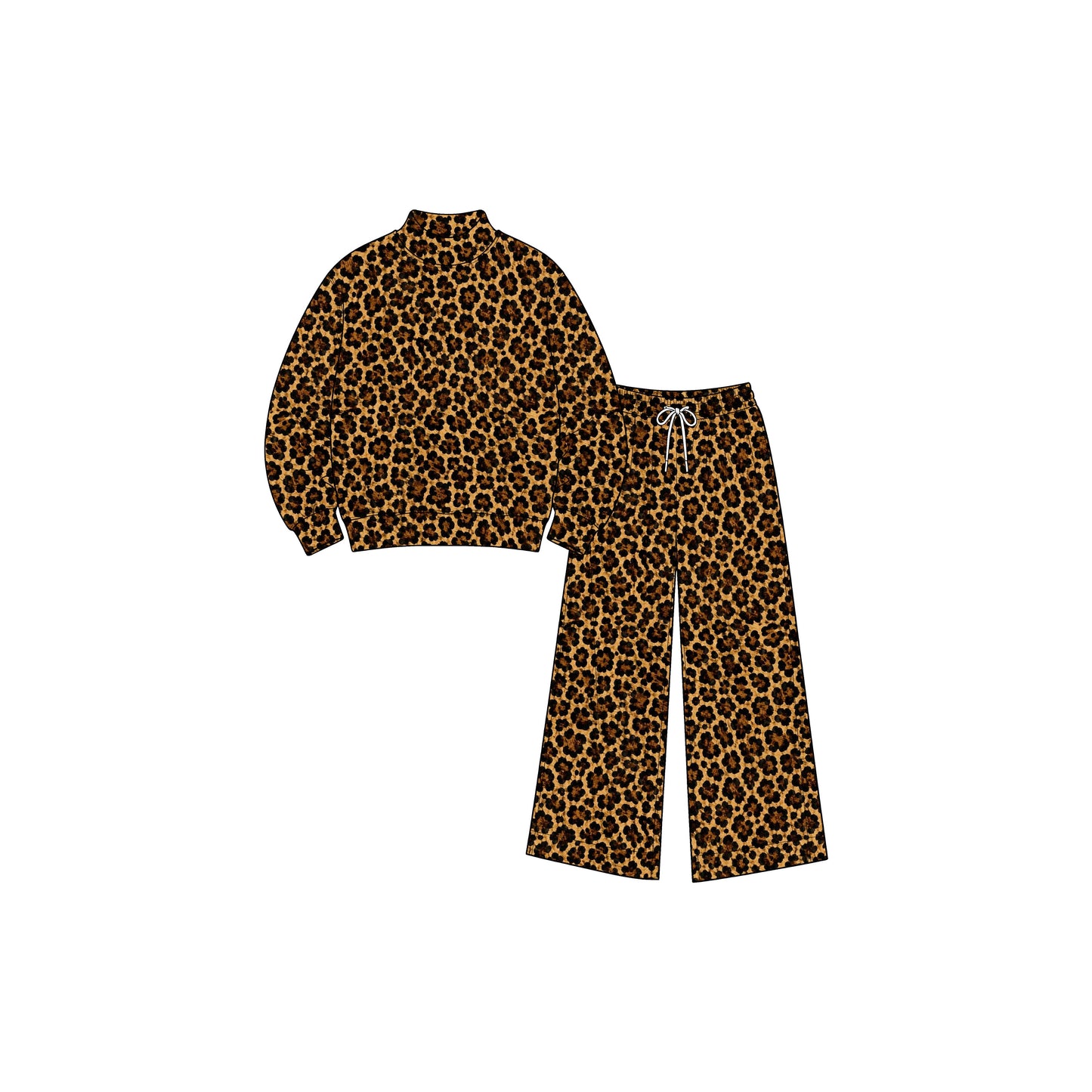 Preorder MOQ 5 pcs Each Style Fashion Leopard Middle Neckline Yoga Girls Set 202609