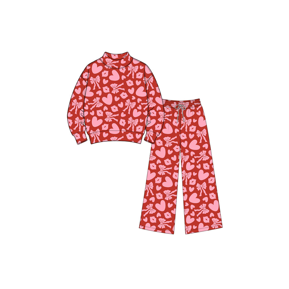 Preorder MOQ 5 pcs Each Style Valentine's Day Love Bows Mommy and Me Matching Clothes 202609