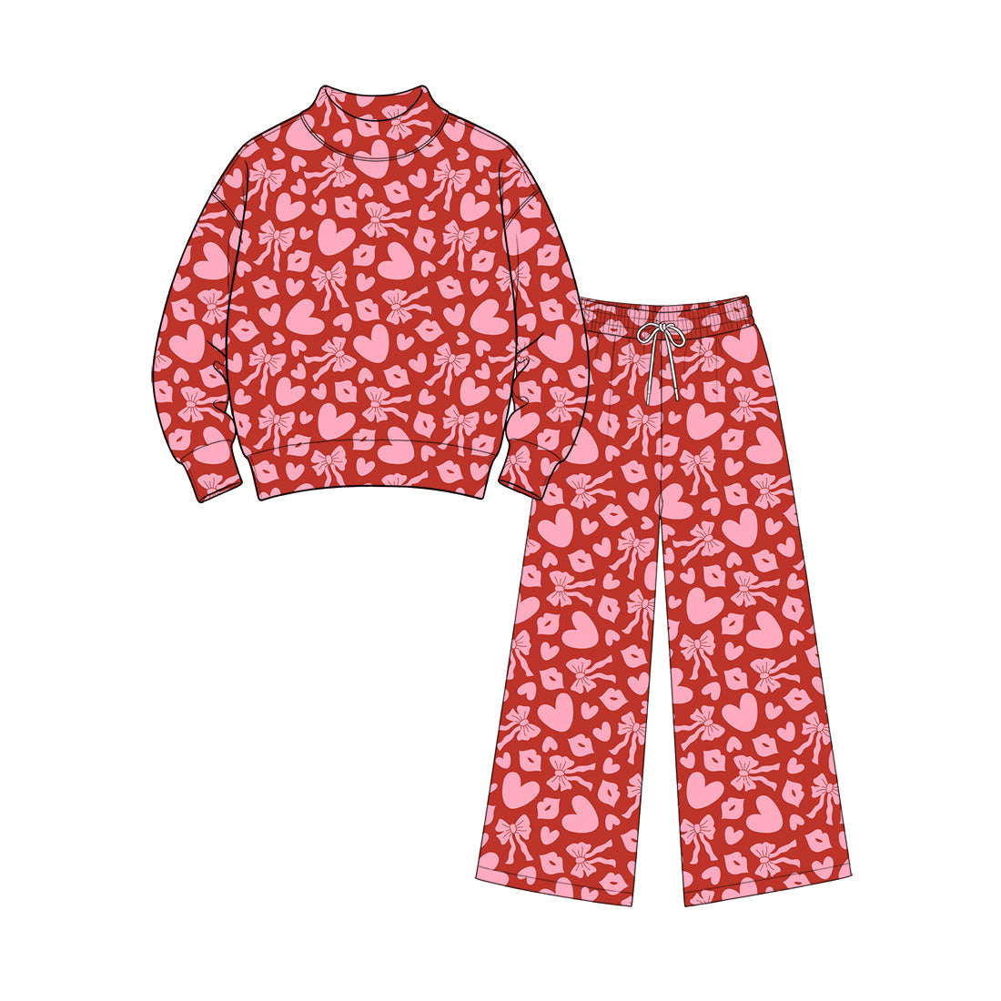 Preorder MOQ 5 pcs Each Style Valentine's Day Love Bows Mommy and Me Matching Clothes 202609