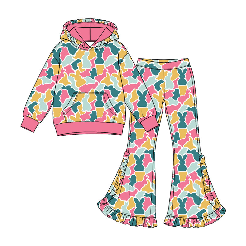 Preorder MOQ 5 pcs Each Style Easter Bunny Camo Ruffles Kids Matching Clothes 202609