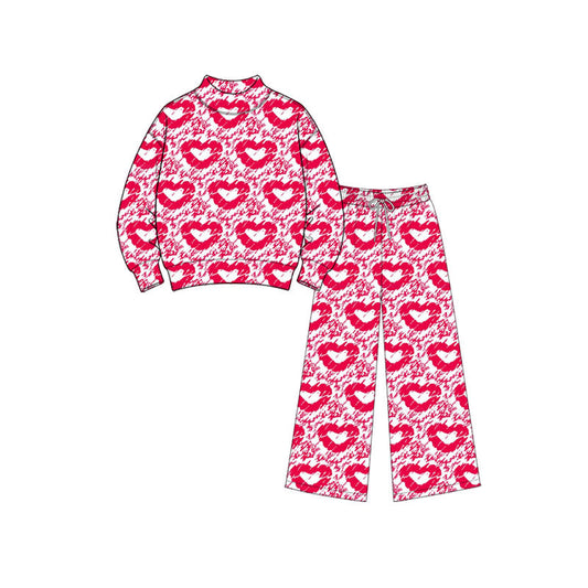 Preorder MOQ 5 pcs Each Style Valentine's Day Love Middle Neckline Kids Matching Clothes 202609