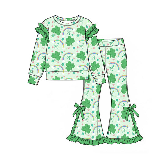 Preorder MOQ 5 pcs GLP3892 Saint Patrick Leaves Ruffles Girls Set 202609