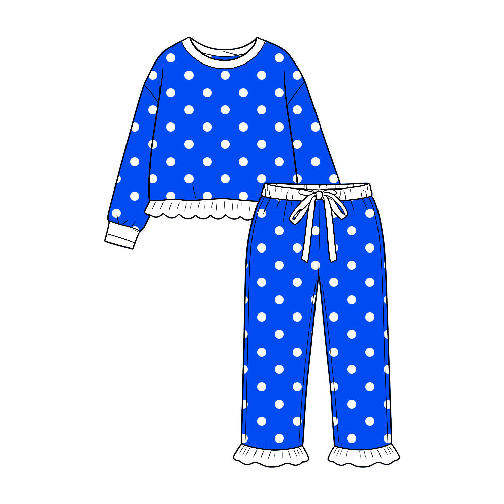 Preorder MOQ 5 pcs Each Style Dots Ruffles Girls Set Kids Matching Clothes