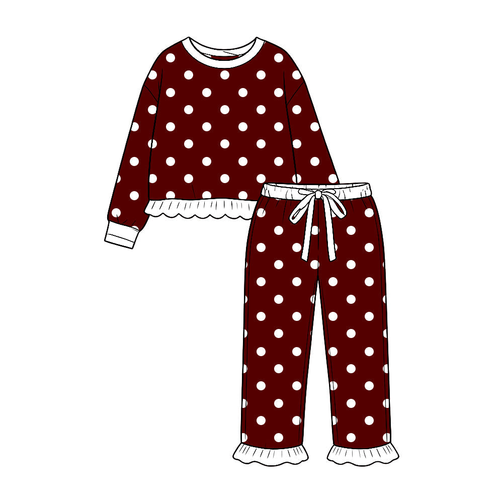 Preorder MOQ 5 pcs Each Style Dots Ruffles Girls Set Kids Matching Clothes
