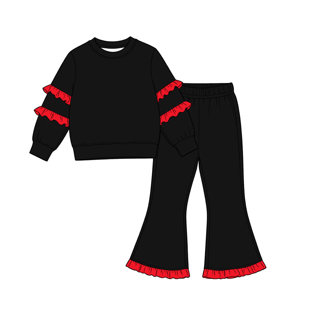 Preorder MOQ 5 pcs Each Style Solid Color Ruffles Kids Matching Clothes