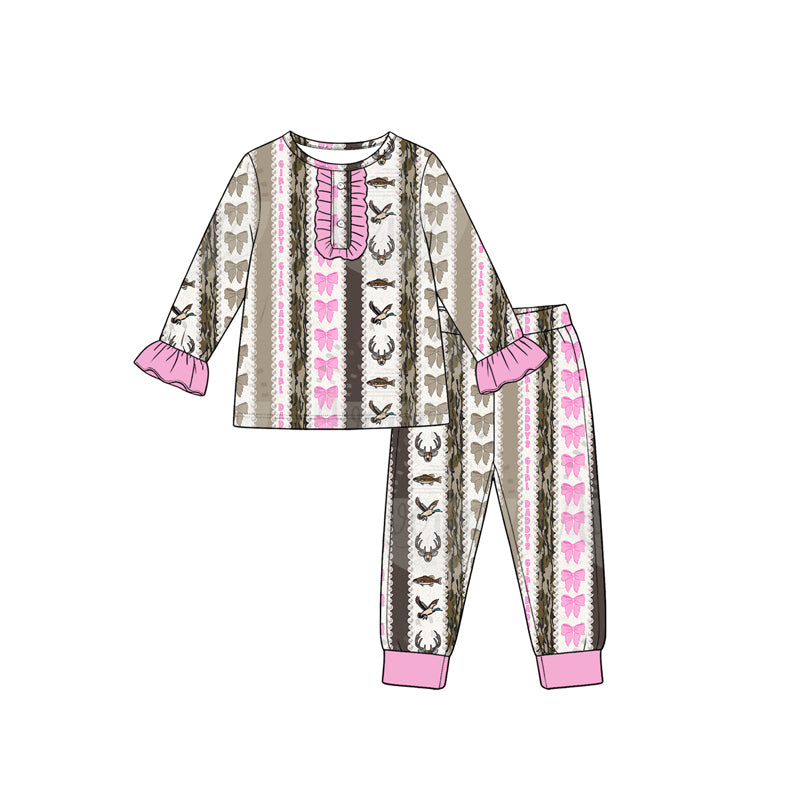 Preorder MOQ 5 pcs Each Style Hunting Duck Deer Fish Kids Matching Clothes