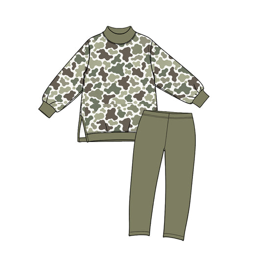 Preorder MOQ 5 pcs GLP3997 Hunting Camo Green Yoga Girls Set