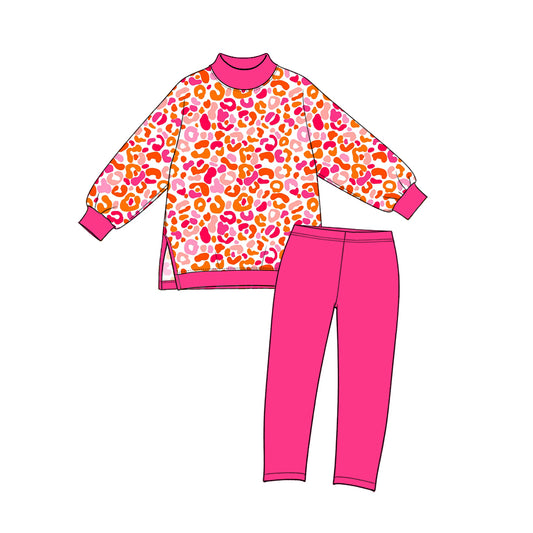 Preorder MOQ 5 pcs GLP4004 Leopard Rose Red Yoga Girls Set