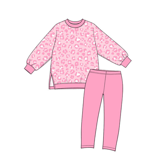 Preorder MOQ 5 pcs GLP4007 Pink Leopard Yoga Girls Set
