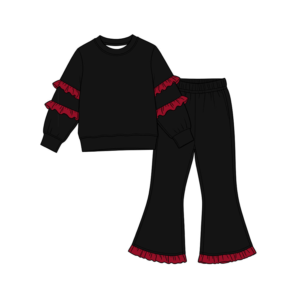 Preorder MOQ 5 pcs Each Style Solid Color Ruffles Kids Matching Clothes