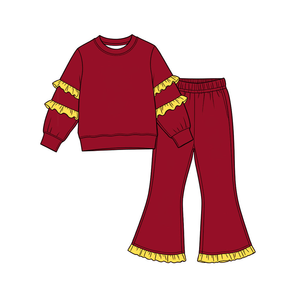 Preorder MOQ 5 pcs Each Style Solid Color Ruffles Kids Matching Clothes