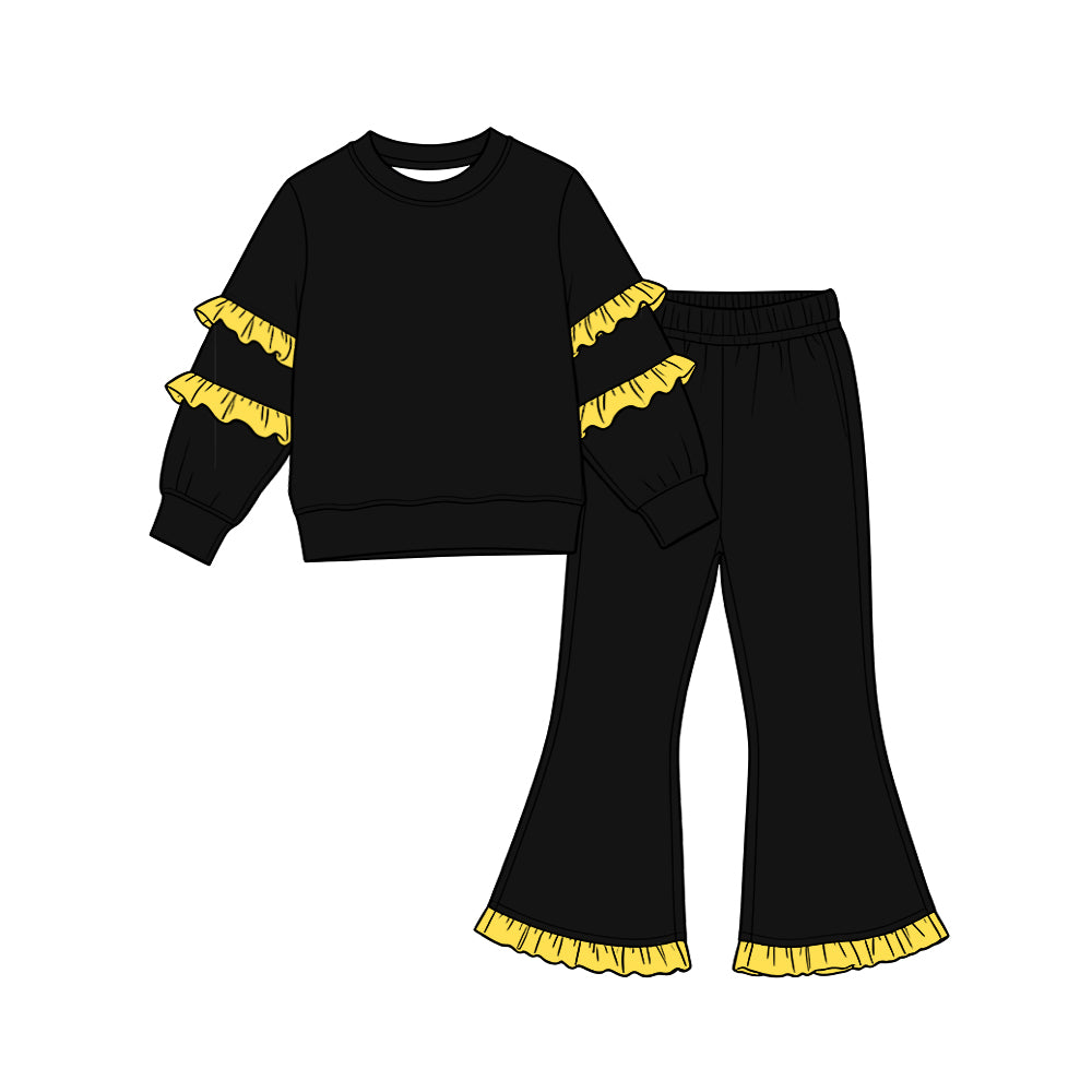 Preorder MOQ 5 pcs Each Style Solid Color Ruffles Kids Matching Clothes