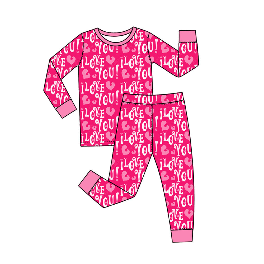 Preorder MOQ 5 pcs Each Style Valentine's Day Love U Rose Red Kids Matching Clothes