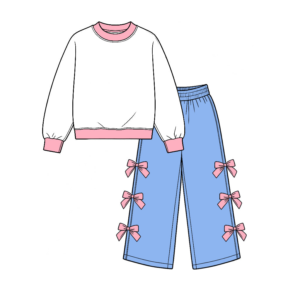 Preorder MOQ 5 pcs Each Style Solid Color Cotton Bows Kids Matching Clothes