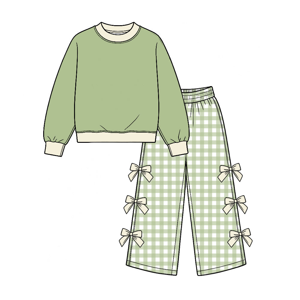 Preorder MOQ 5 pcs Each Style Solid Color Cotton Bows Kids Matching Clothes
