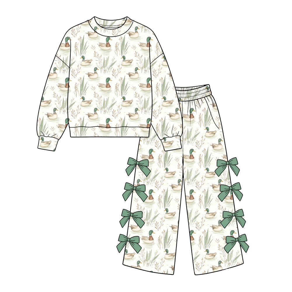 Preorder MOQ 5 pcs Each Style Mallard Ducks Camo Bows Kids Matching Clothes