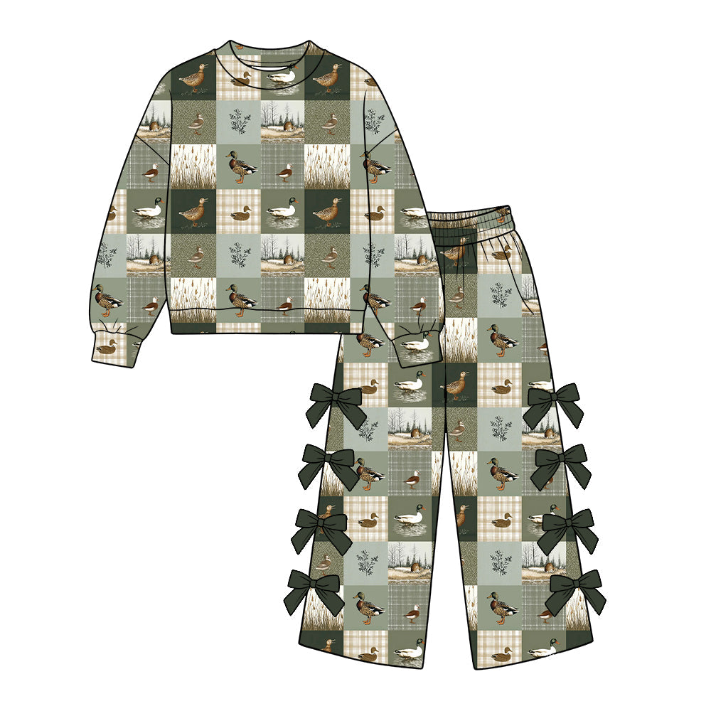 Preorder MOQ 5 pcs Each Style Mallard Ducks Camo Bows Kids Matching Clothes