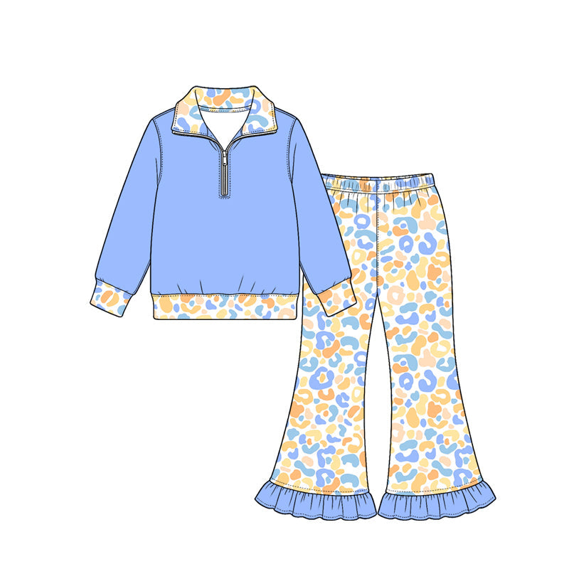 Preorder MOQ 5 pcs Each Style Colorful Leopard Ruffle Kids Matching Clothes