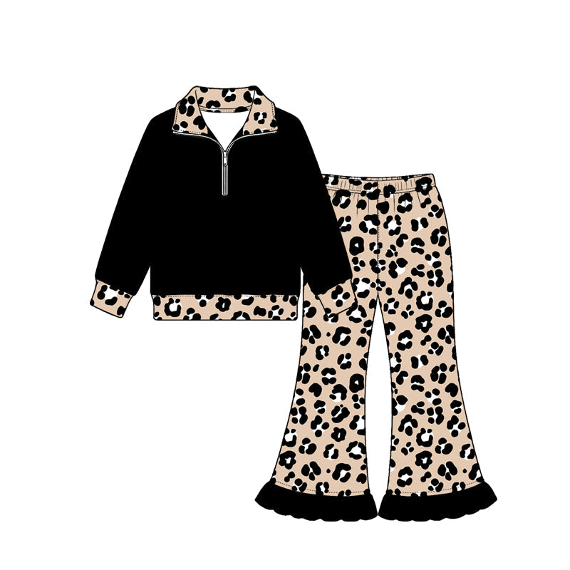 Preorder MOQ 5 pcs Each Style Colorful Leopard Ruffle Kids Matching Clothes