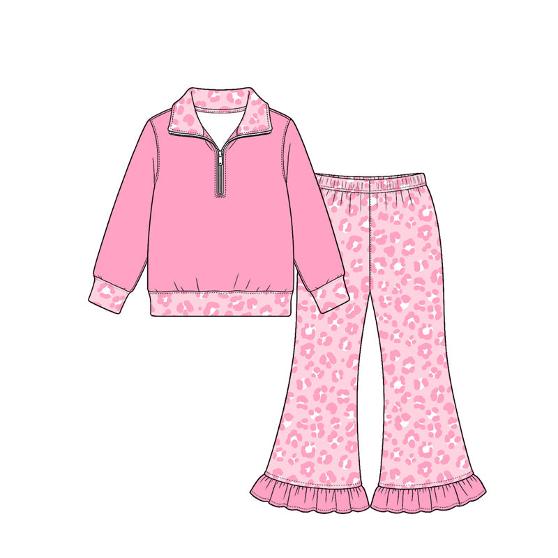 Preorder MOQ 5 pcs Each Style Colorful Leopard Ruffle Kids Matching Clothes
