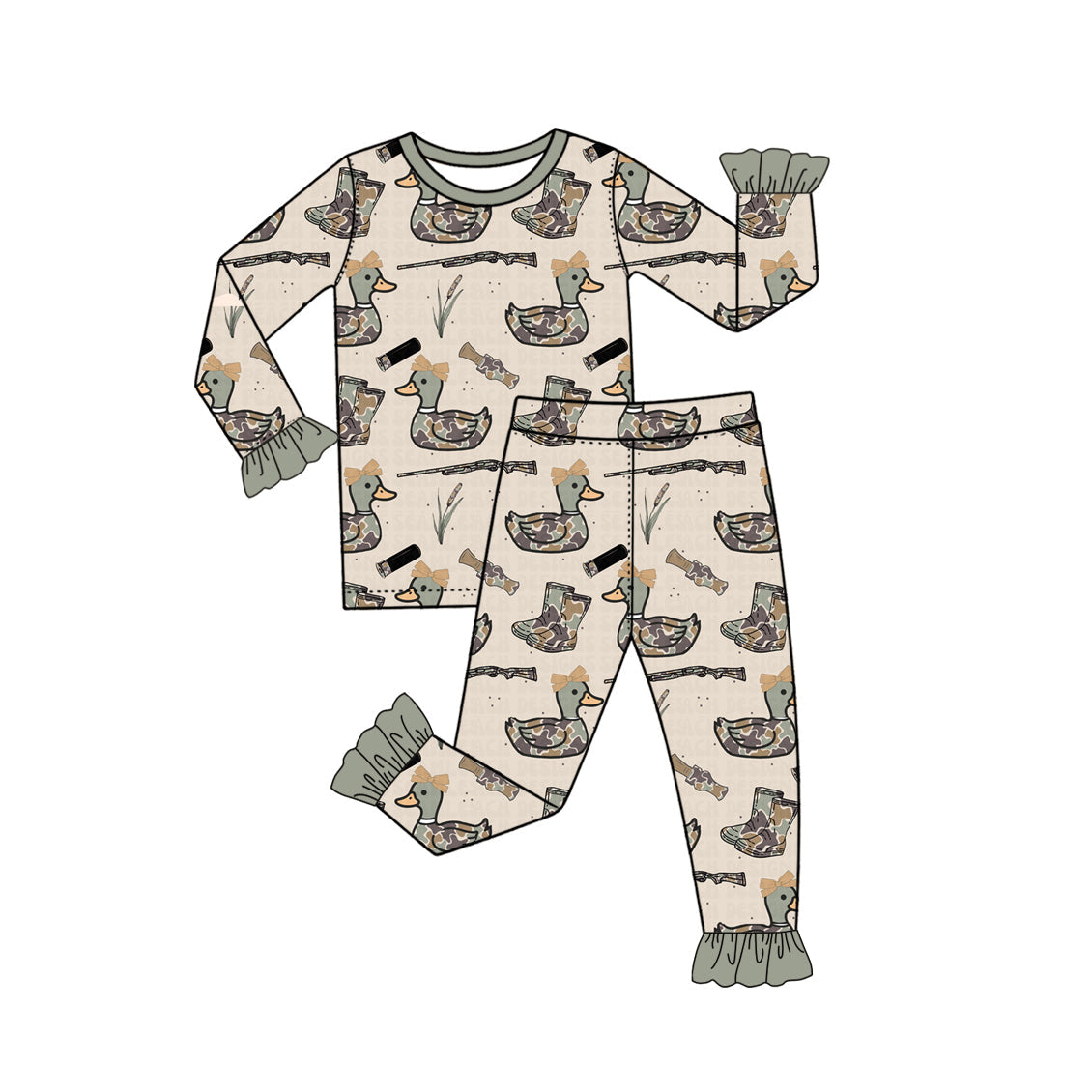 Preorder MOQ 5 pcs Each Style Duck Hunting Camo Pajamas Kids Matching Clothes