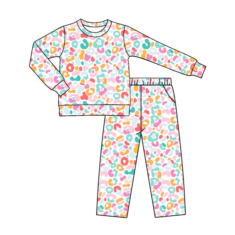 Preorder MOQ 5 pcs Each Style Colorful Leopard Kids Matching Clothes