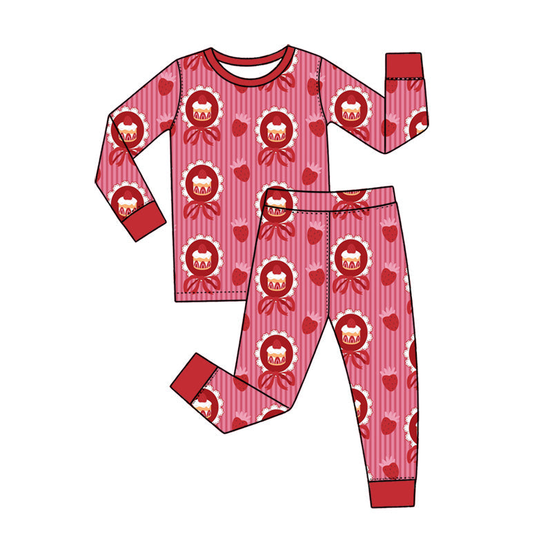 Preorder MOQ 5 pcs Each Style Happy Birthday Cake Bows Strawberry Kids Matching Clothes