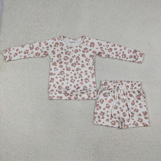 GLS0093 Colored Leopard Long Sleeve Shorts Girls Sets 202604 RTS