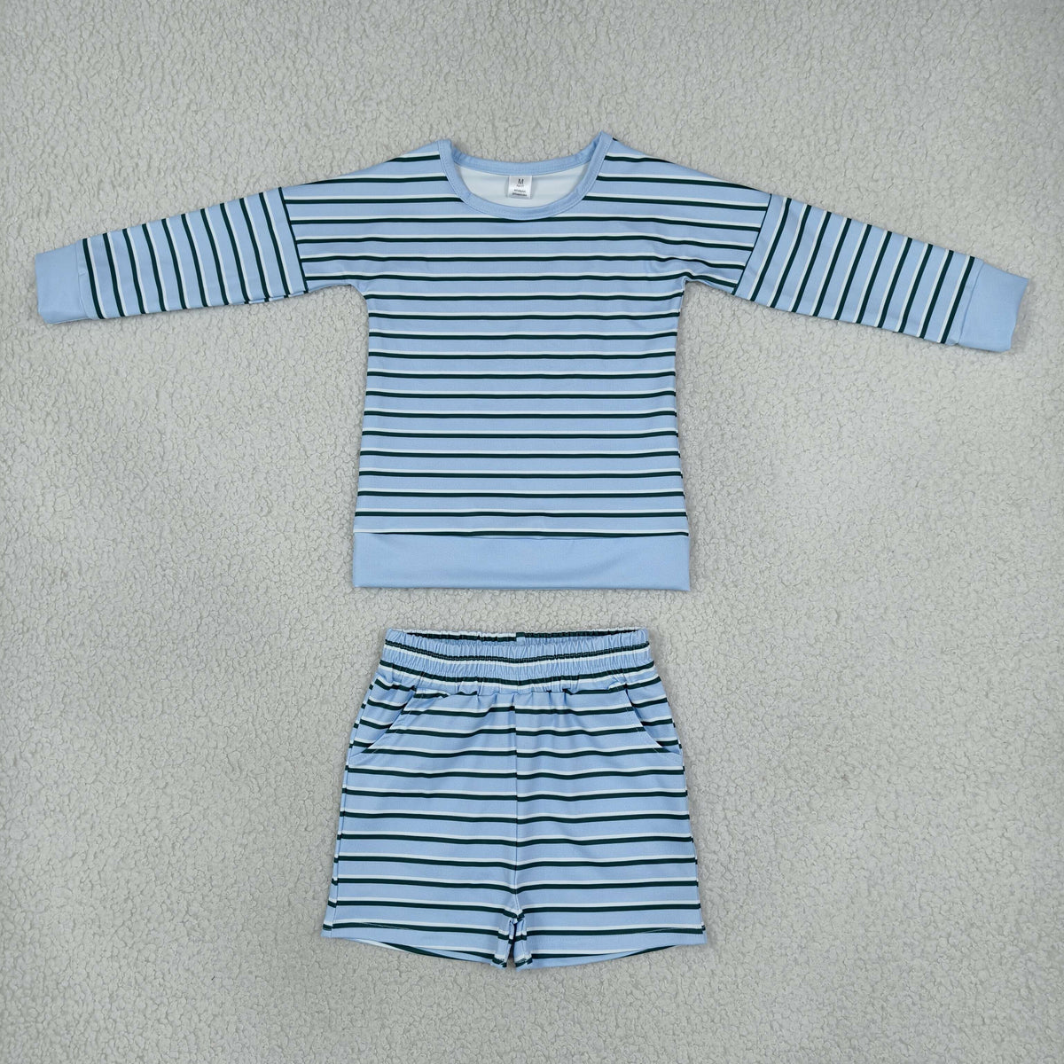 GLS0133 Solid Color Stripe Yoga Girls Shorts Set