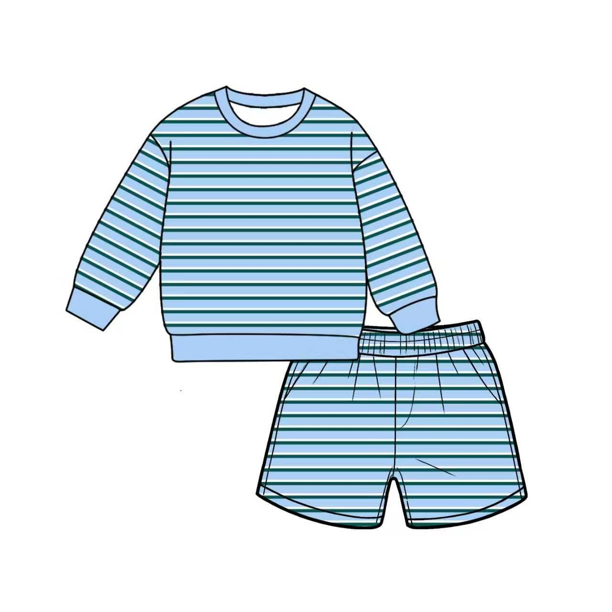 Preorder MOQ 5 PCS Solid Color Stripe Long Sleeve Yoga Adult Women's Shorts Sets