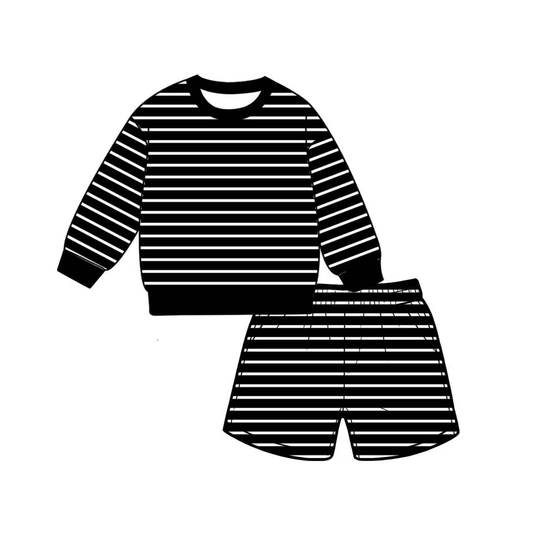 Preorder MOQ 5 PCS Solid Color Stripe Long Sleeve Yoga Adult Women's Shorts Sets