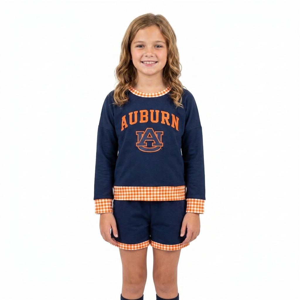 GLS0162 Vinyl School Team AUBURN Yoga Girls Shorts Set