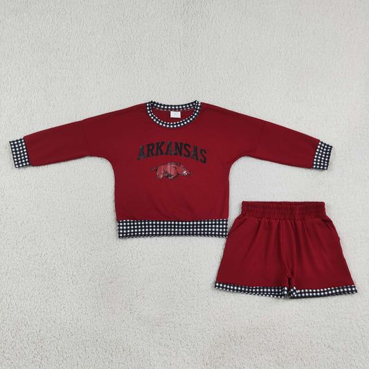 RTS GLS0167 cotton+vinyl toddler girl clothes state girl winter shorts set