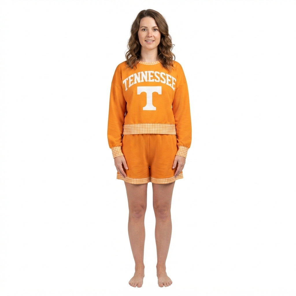 GLS0176 Vinyl School Team Mascot Orange Adult Women's Shorts Set