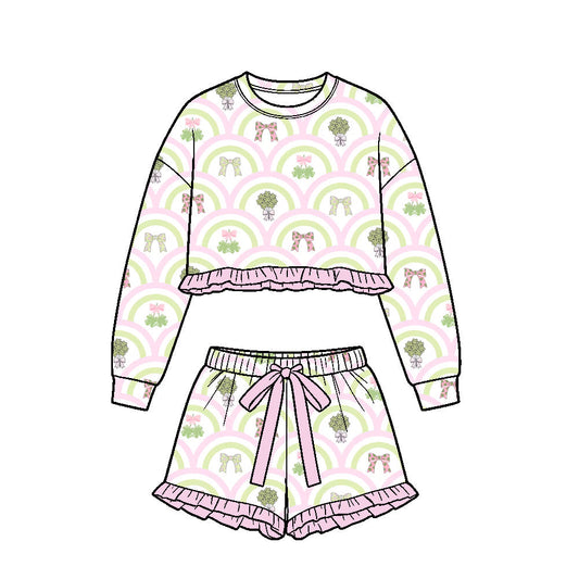 Preorder MOQ 5 pcs Each Style Saint Patrick Rainbows Bows Kids Matching Clothes