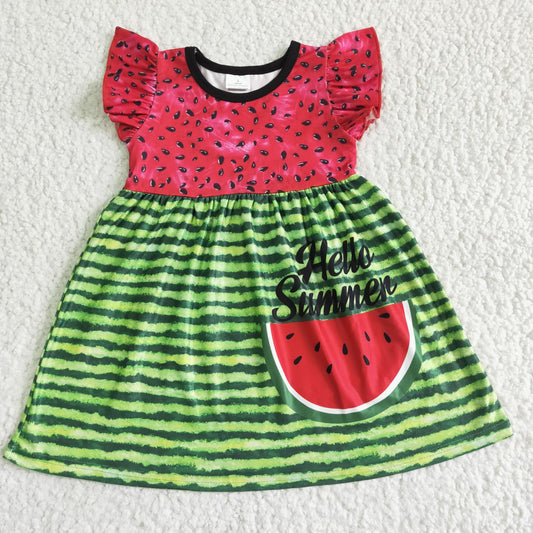 Clearance GSD0034 Girls flying sleeve watermelon skirt high quality