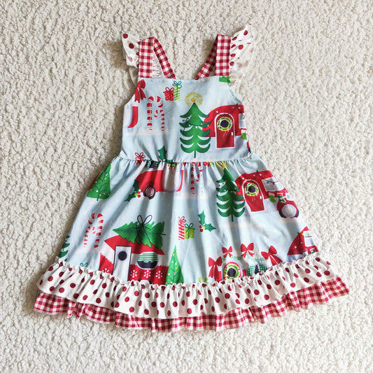 Clearance GSD0145 Christmas tree car dress with flying sleeves