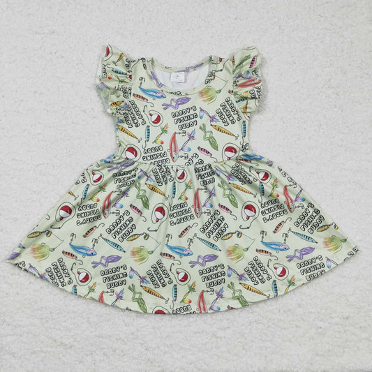 Clearance GSD0155 Girls FUSHING green fishing short sleeve dress