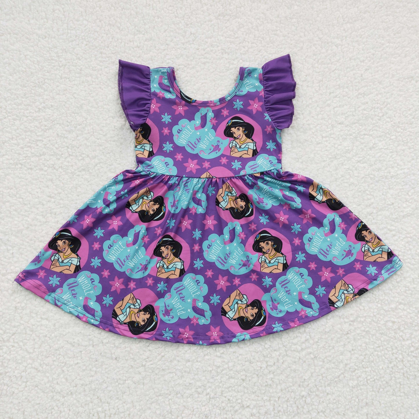 Clearance GSD0230 NO MOQ high quality girl Aladdin Magic Lamp Princess Purple flying sleeve dress