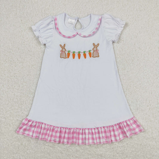 GSD0609 Embroidered Easter bunny doll collar short sleeve dress dresses kids girl