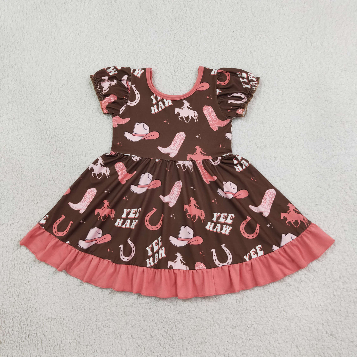 GSD0748 Western Cowgirls Coral Red Girls Dress