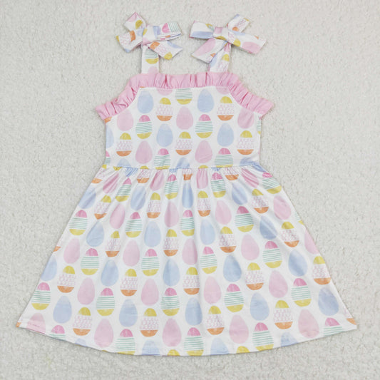 GSD0754 Easter Eggs Pink Ruffle Halter Dresses for Girls RTS 202508