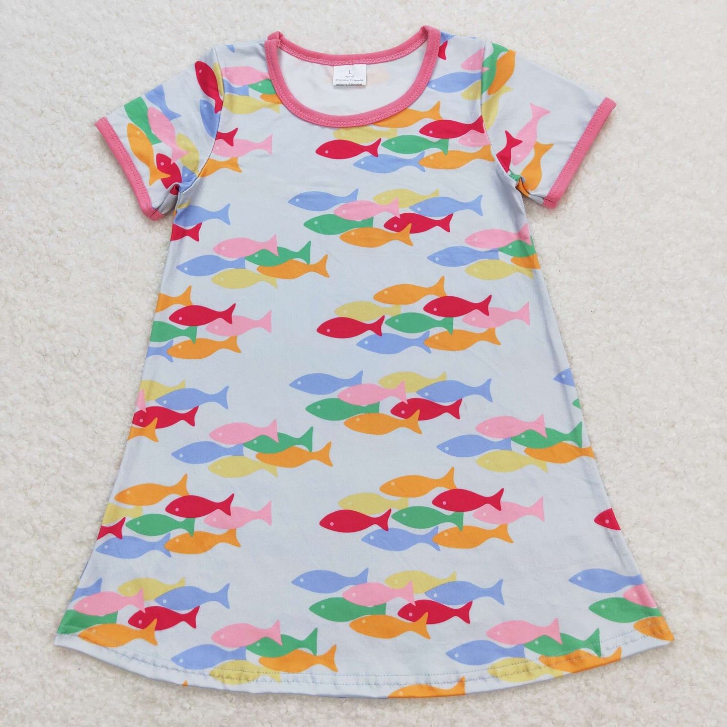 GSD0813 Colorful Fishing Short Sleeve Girls Dresses RTS 202508