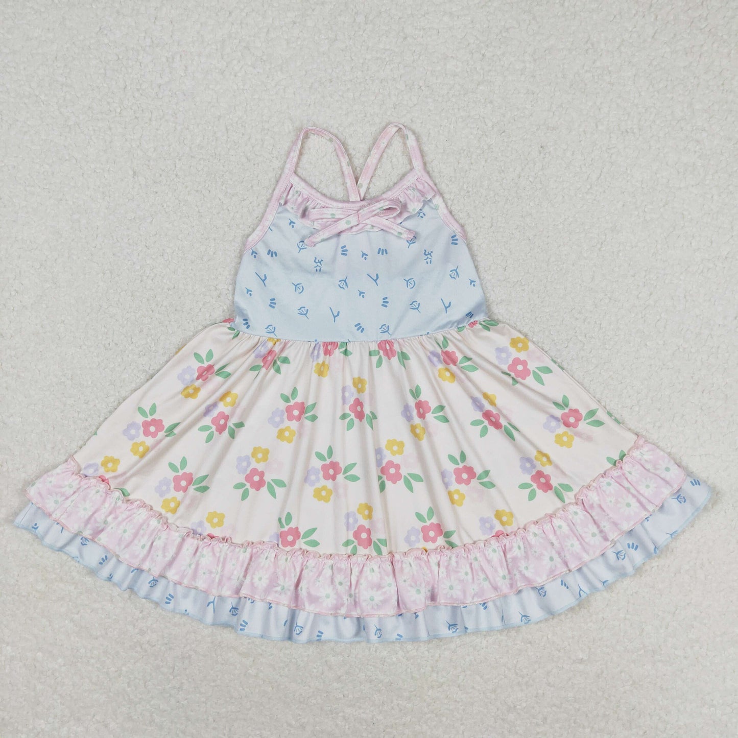 GSD0882 Flower pink blue lace beige sleeveless dress high quality wholesale baby girl dresses