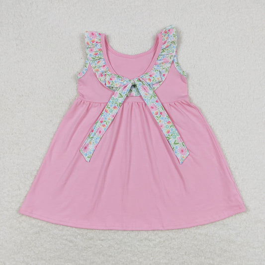 GSD0961 Floral Bows Pocket Ruffle Sleeveless Dress Boutique Girls Outfits 202404 RTS
