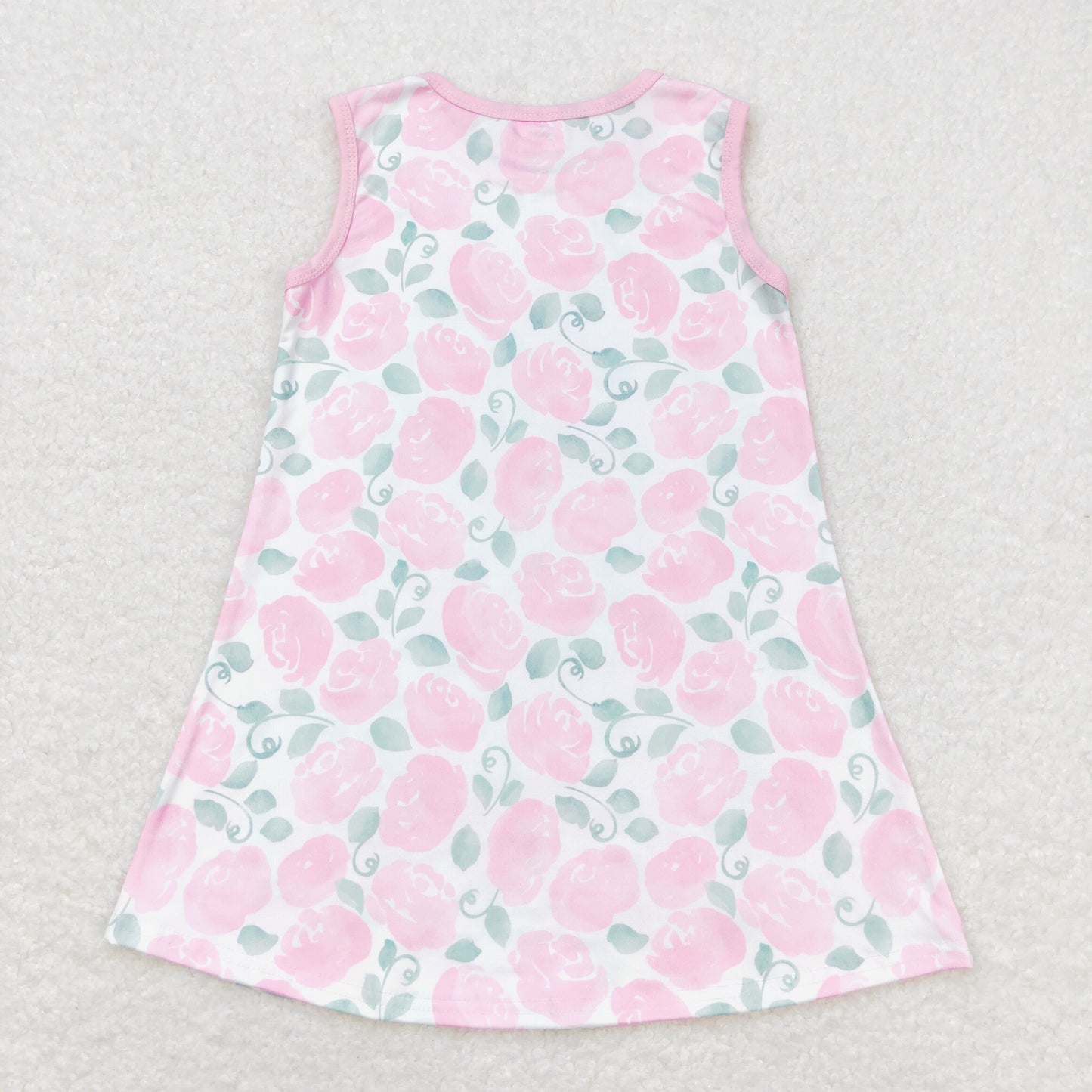 GSD1045 Pink Flower Leaf Sleeveless Dress Girls Boutique clothes  202404 RTS