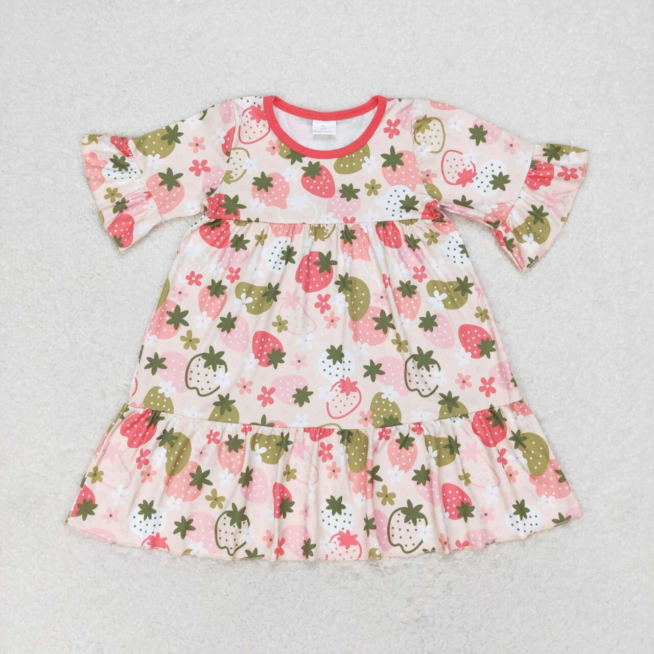 GSD1098 Strawberry flower short sleeve dress High quality night dress for girls