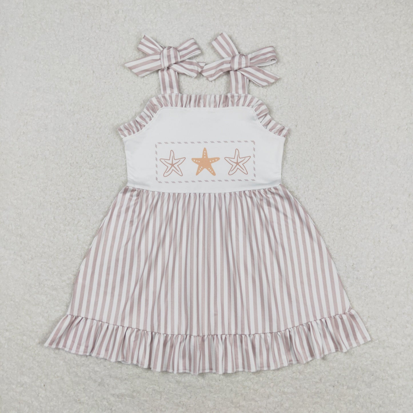 GSD1106 Starfish striped lace strap dress high quality wholesale kids party dress