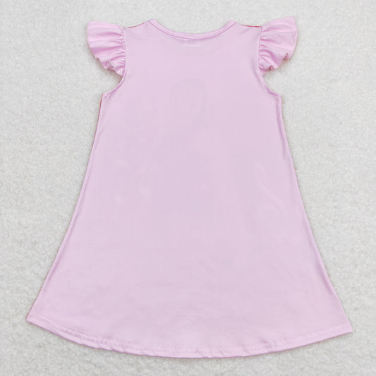 GSD1126 Taylor Pink Flying Sleeve Dress Girls Boutique Clothes 20240409 RTS