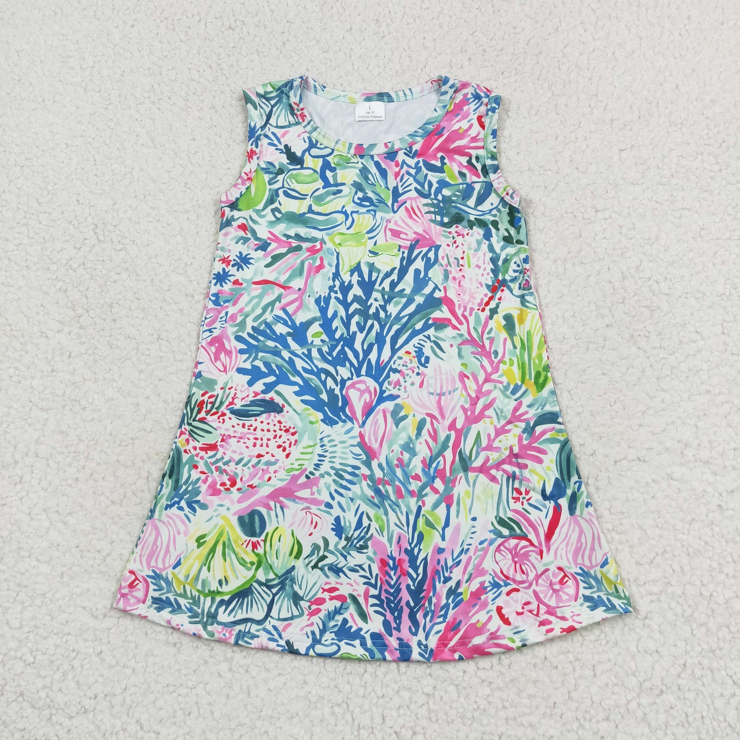 GSD1139 Seagrass pattern sleeveless dress high quality wholesale baby girl dresses